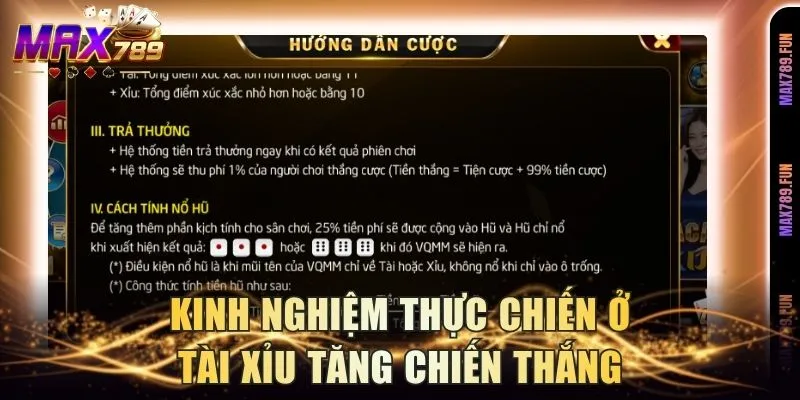 Kinh nghiệm thực chiến ở tài xỉu tăng chiến thắng